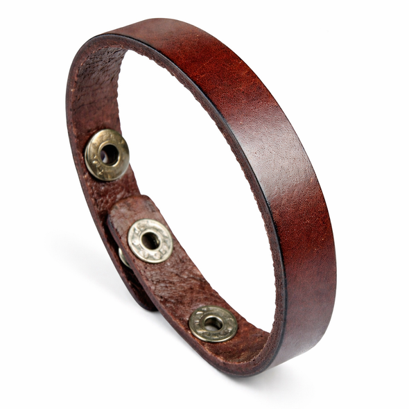 Personalized Genuine Brown Leather Bracelet