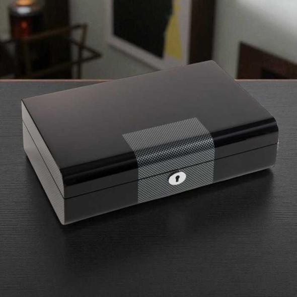Carbon Fiber Design Ten Watch Storage Case with Lock Closure