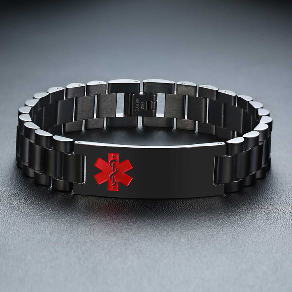 Personalized Quality Black Stainless Steel Medical ID Bracelet