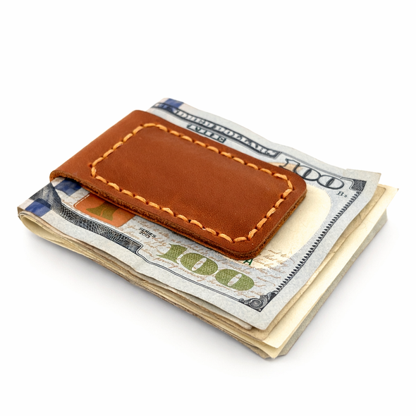 Personalized Genuine Cowhide Leather Money Clip – Custom Engraved Slim Wallet for Men