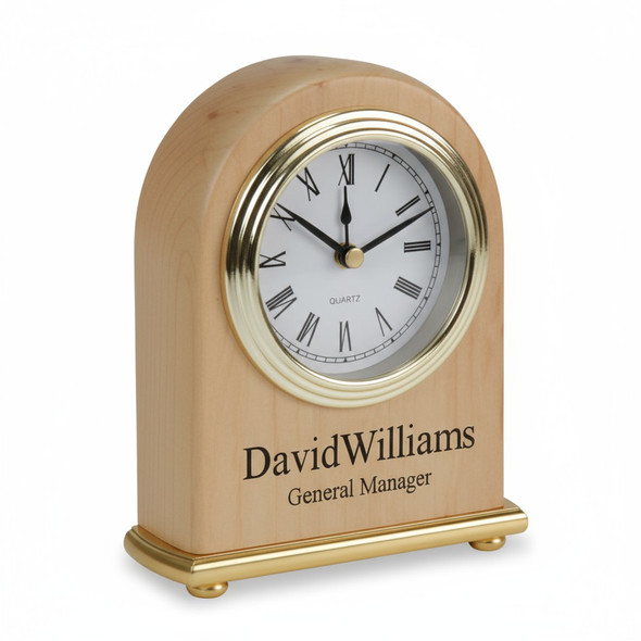 Personalized Red Alder Desk Clocks