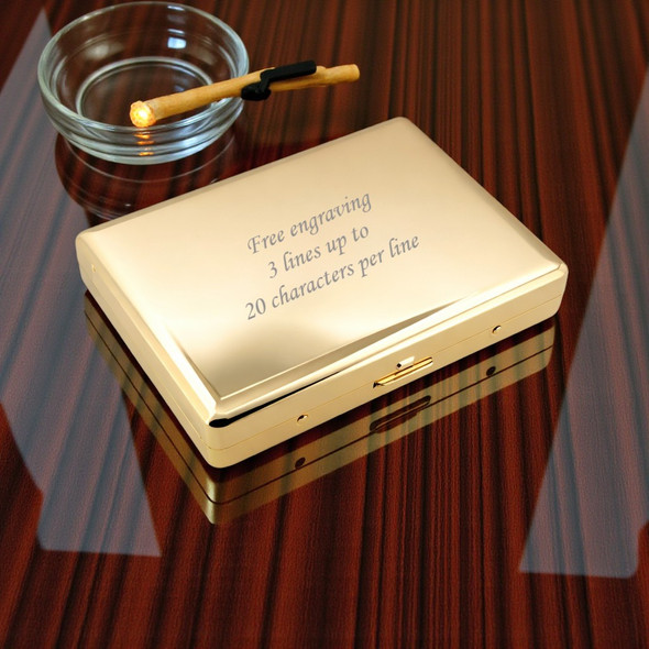 Personalized Gold Color Engraved Cigarette Case – Custom Name & Date | Elegant Metal Keepsake Gift