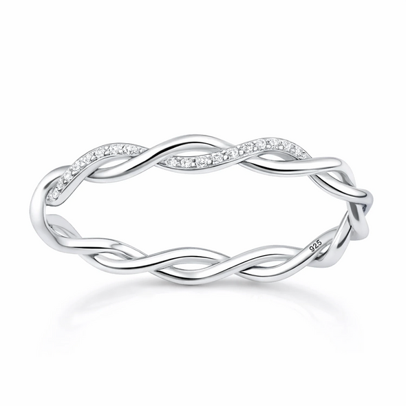 Twisted Infinity Cubic Zirconia Band Ring in 925 Sterling Silver