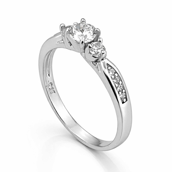 Engraved Sterling Silver Ring with Sparkling Cubic Zirconia