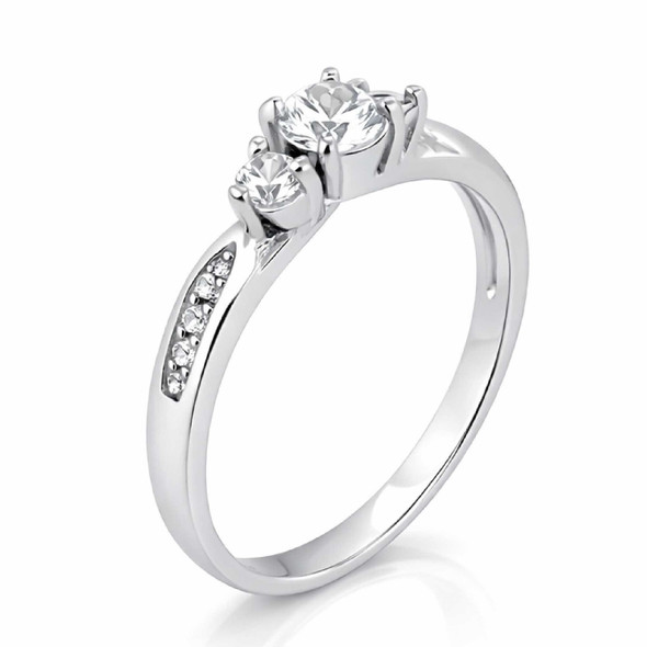 Engraved Sterling Silver Ring with Sparkling Cubic Zirconia