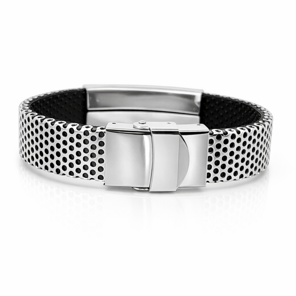Personalized Stainless Steel & Rubber Bracelet – FREE Engraving