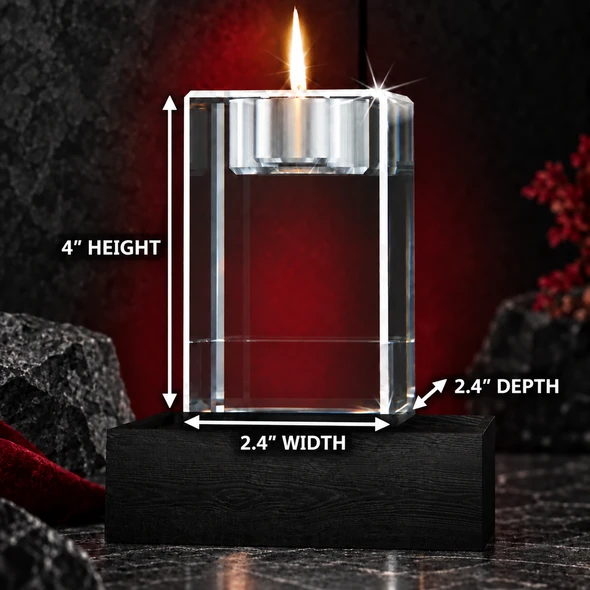 Personalized Memorial Crystal Candle Holder with Custom Photo Engraving