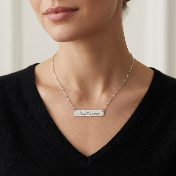 Sterling Silver Petite Name Bar Necklace