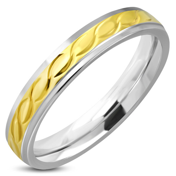  4mm Stainless Steel 2-tone Celtic Twisted Comfort Fit Band Ring