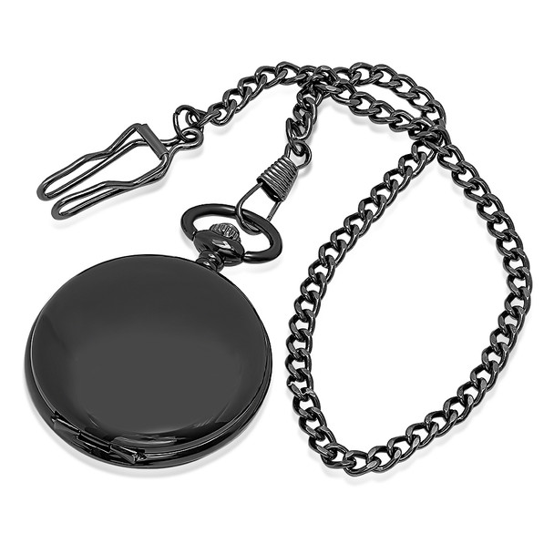 Quality Ice Black Mechanical Pocket Watch - Free Engraving