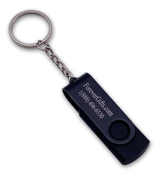 64GB Personalized All Black Swivel USB Flash Drive Keychain