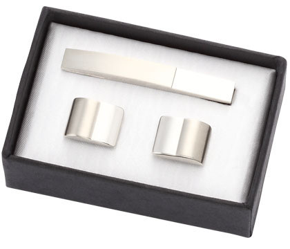 matching cufflinks and tie clip