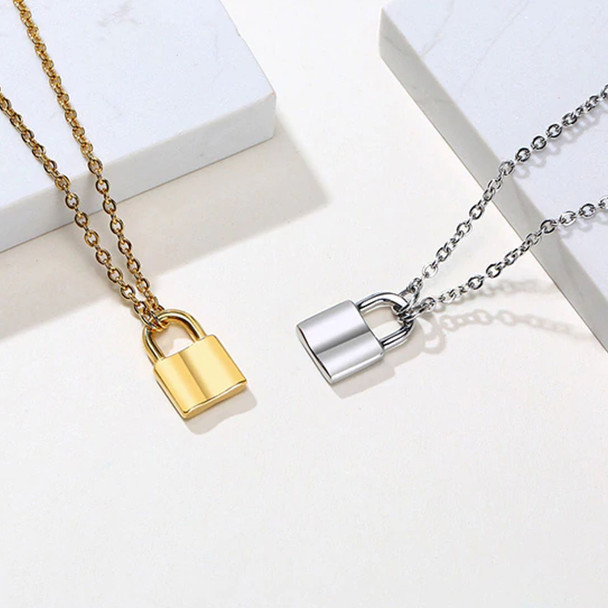 Stainless Steel Small Padlock Pendant Necklace for Women