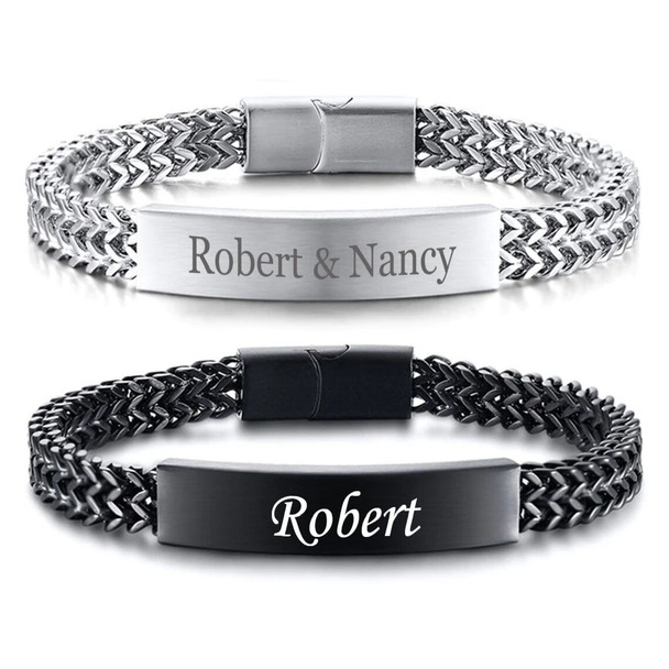 ID Bracelet with Foxtail Chain | Custom Men's Bracelet