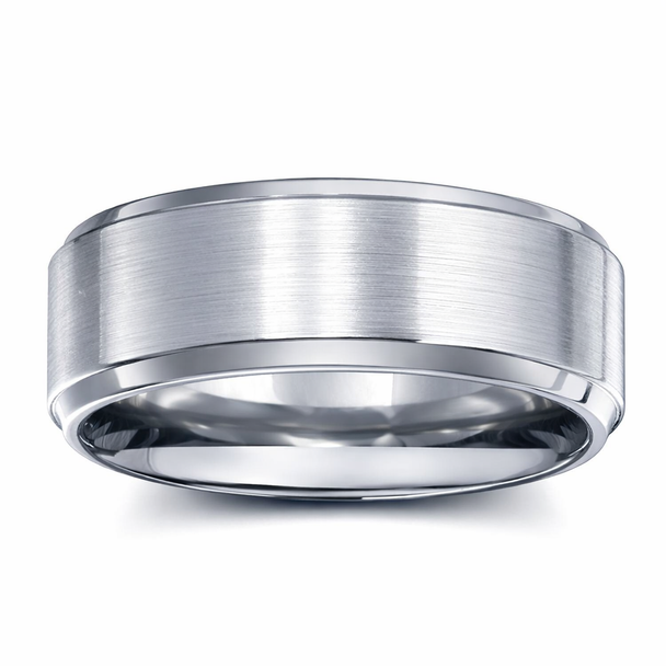 Men's 925 Sterling Silver Rhodium Plated Matte Finish Band Ring 