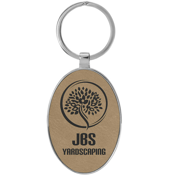 Quality Leatherette and Metal Oval Keychain