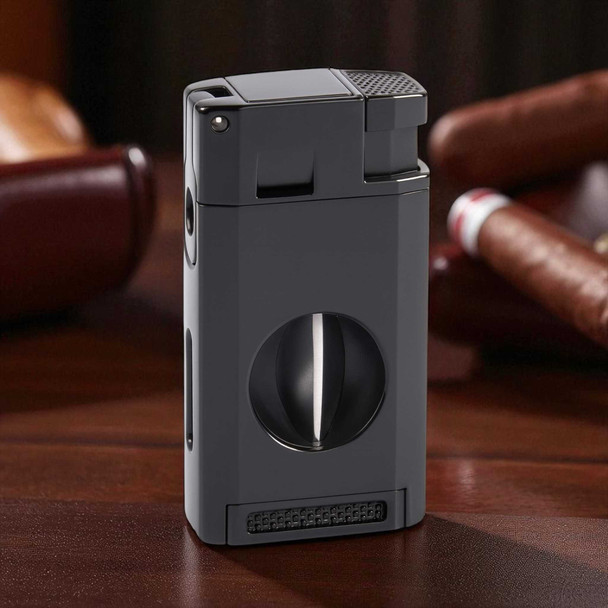 Cigar Black Torch Lighter with V cut and punch - Free Engraving