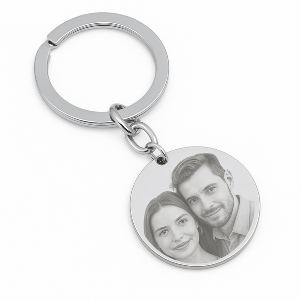 Personalized Quality Stainless Steel Round Photo Dog Tag Keychain