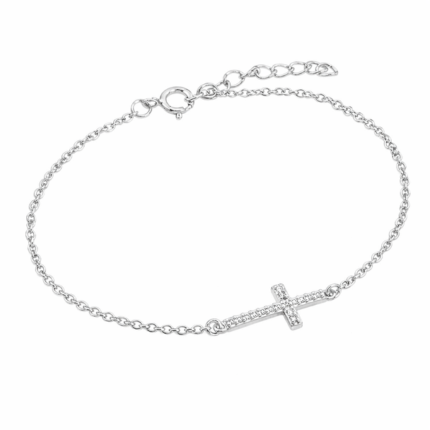 Personalized Silver Cross Bracelet – Faith Jewelry for Women