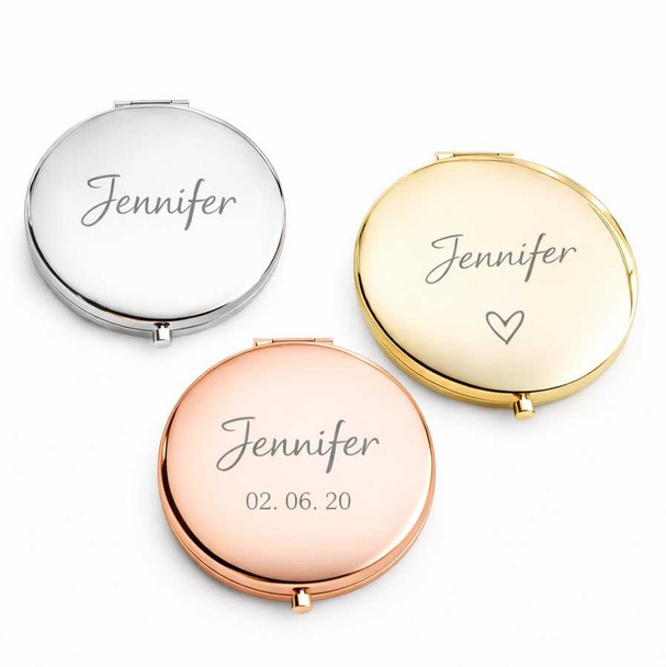 Personalized Pocket Mirror – Custom Engraved Compact Mirror in Gold, Silver & Rose Gold