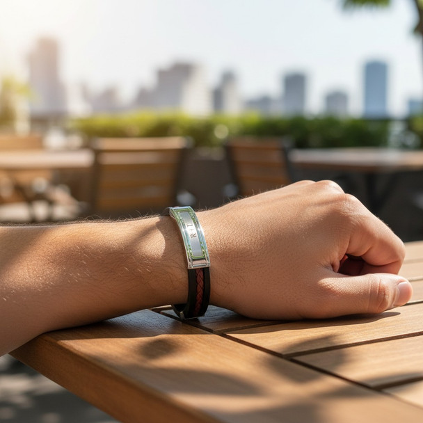 Personalized Men’s Stainless Steel & Leather Bracelet – Engraved Modern Gift for Him