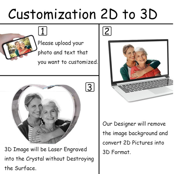 Personalized Heart Shape Crystal with Custom Engraved Photo – 3D Laser Photo Gift