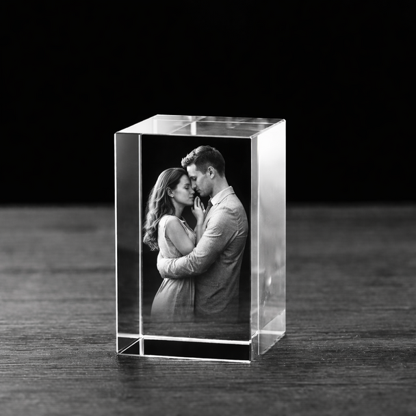 Personalized 3D Photo Crystal – Custom Laser Engraved Rectangle Crystal Keepsake Gift
