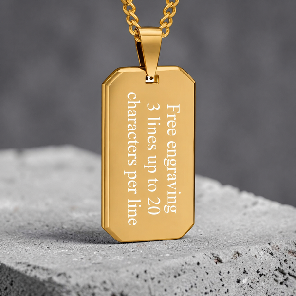 Personalized Black Dog Tag Necklace, Custom Engraved Free