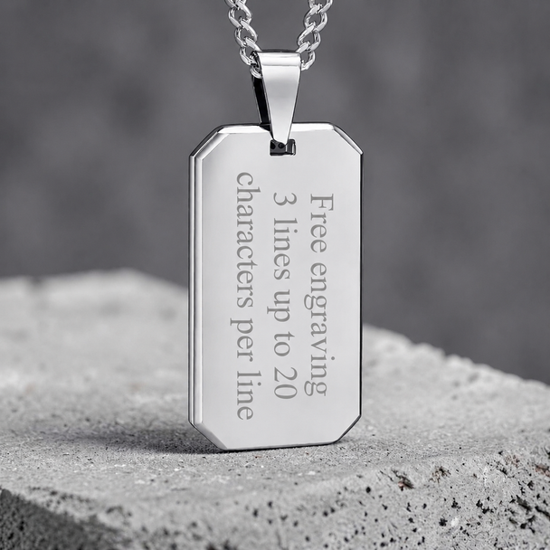 Personalized Black Dog Tag Necklace, Custom Engraved Free