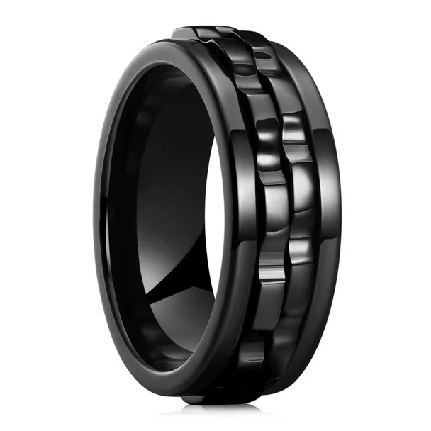 Personalized Stainless Steel Spinner Ring – Custom Engraved