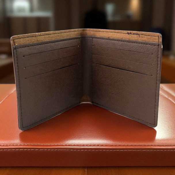 Personalized Dark Brown Leatherette Bifold Wallet