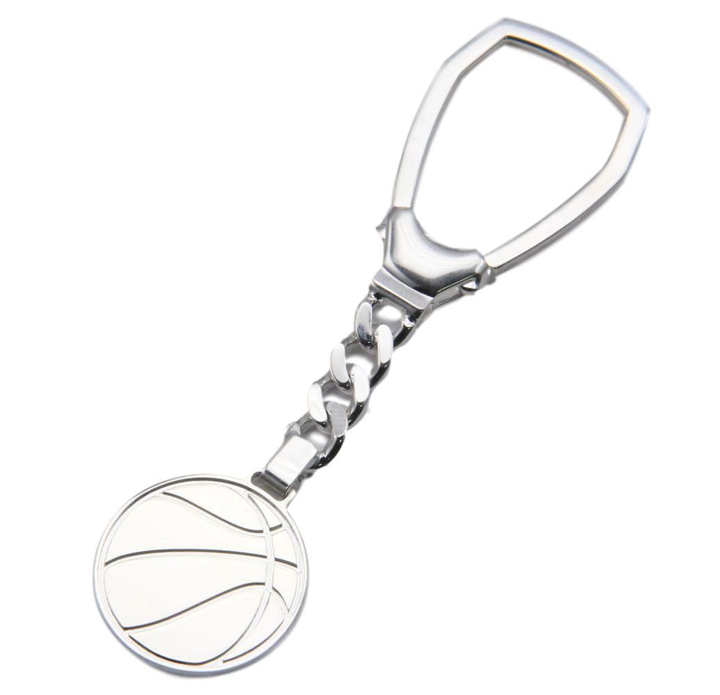 Personalized Genuine .925 Sterling Silver Basketball Keychain