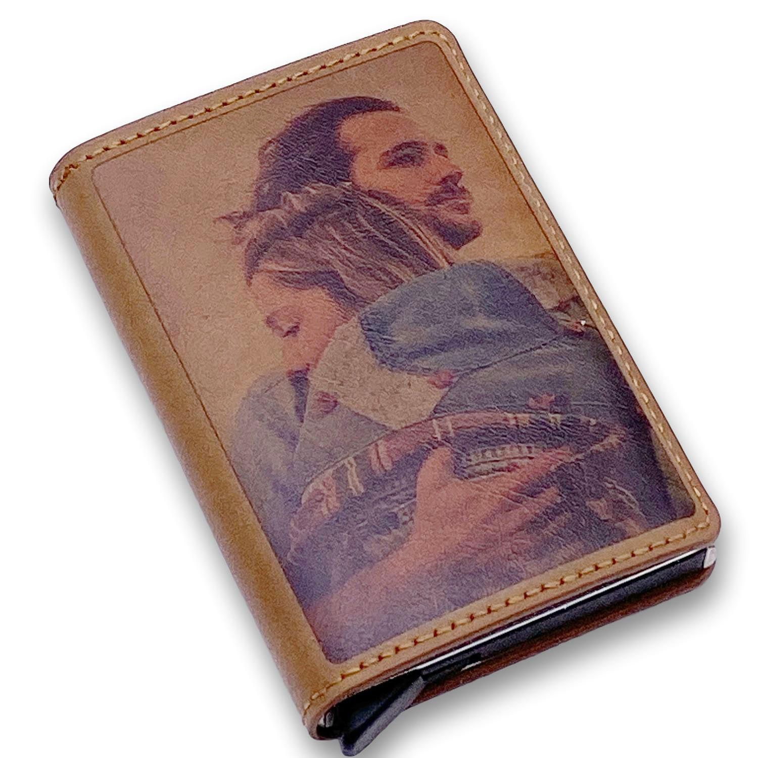Customizable leather business card holders Valentine's Day gift idea Leather business card holders painted with coffee