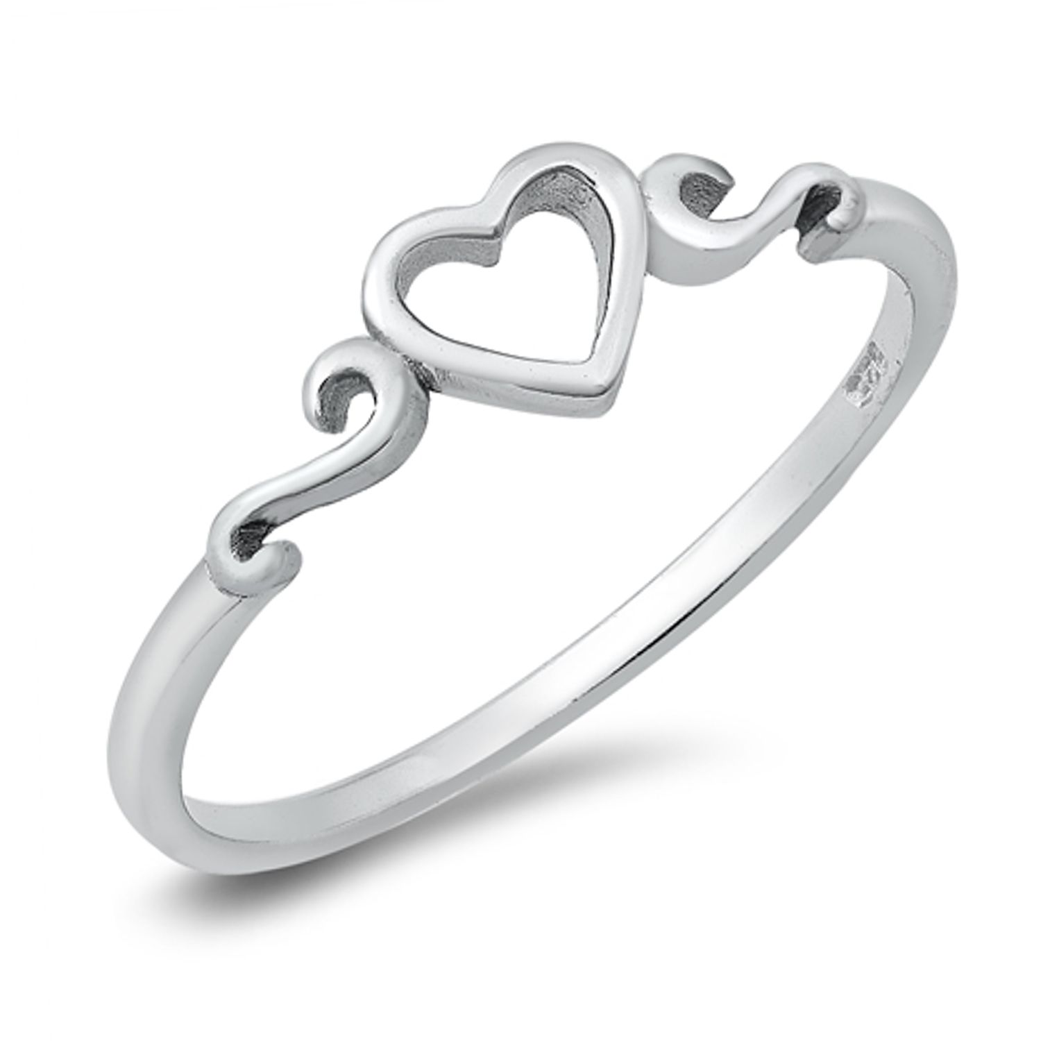 Custom 925 Sterling Silver Heart Ring with Rhodium Plated Finish