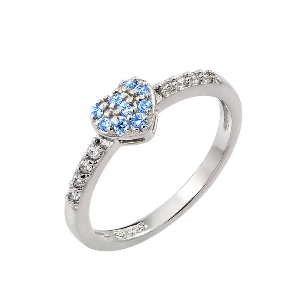Personalized Quality 925 Sterling Silver Heart Birthstone CZ Ring ...
