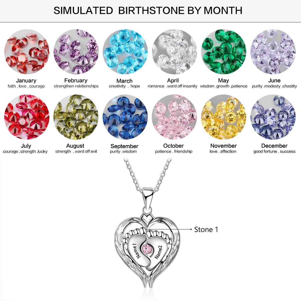 Buy Personalized Baby Feet Birthstone Necklace With Free Engraving
