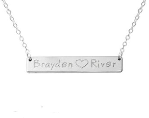 Top WH 925 Sterling Silver Bar Necklace Personalized Birthstone Name Necklace Custom Made Any Name 