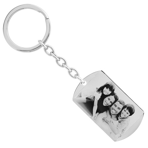 Personalized Stainless Steel Photo Dog Tag Keychain - ForeverGifts.com