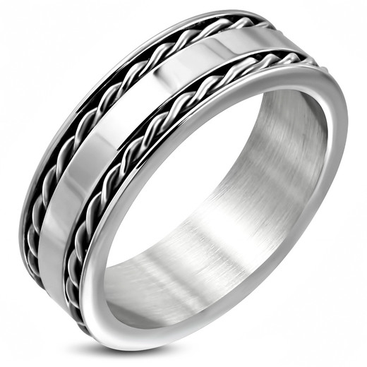 8mm Stainless Steel Celtic Curb Cuban Link Flat Band Ring ...