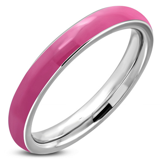 3.5mm Stainless Steel Pink Enameled Comfort Fit Ring
