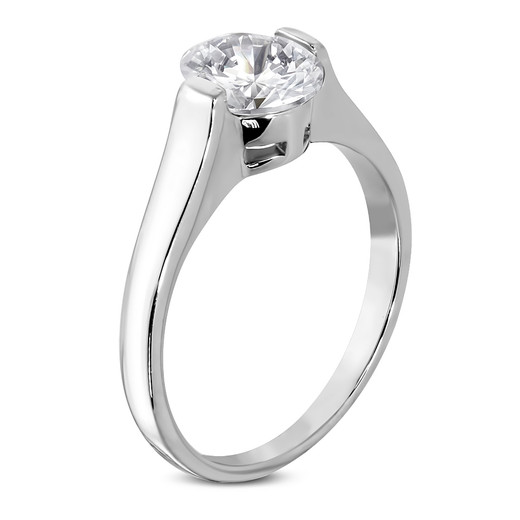 Personalized Stainless Steel Ring with Clear CZ - Shop Now