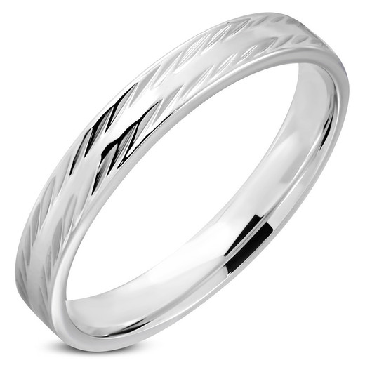 4mm Stainless Steel Faceted Comfort Half- Round Wedding Band Ring ...