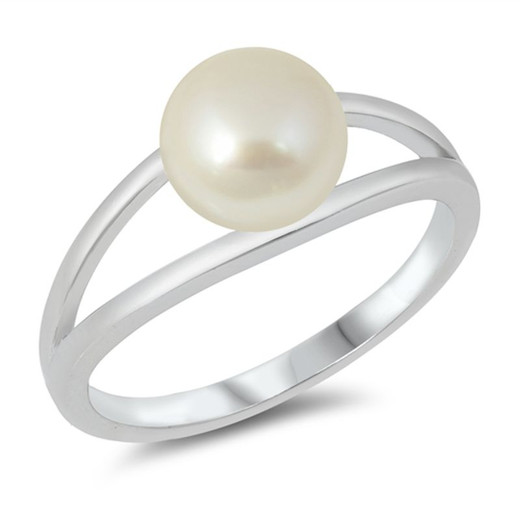 Personalized .925 Sterling Silver with Simulated Pearl Ring ...