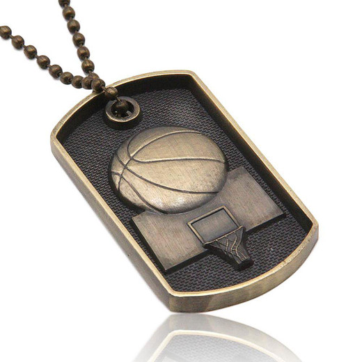 Personalized Antique Gold Color 3D Basketball Dog Tag with Chain