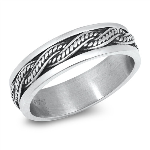 Personalized Stainless Steel Twist Band Ring - ForeverGifts.com