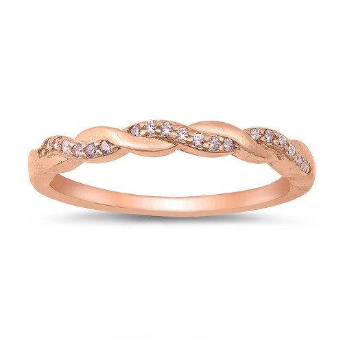 Personalized 3mm Sterling Silver Rose Gold Plated Braided Ring ...