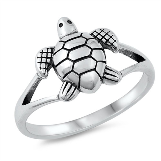 Personalized Engraving 925 Sterling Silver Turtle Rings