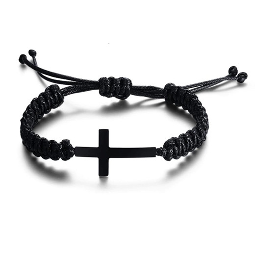 Shop Personalized Braided Black Cross Rope Bracelet Gift Item