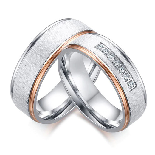 Romantic Stainless Steel His And Hers Rings For Couples