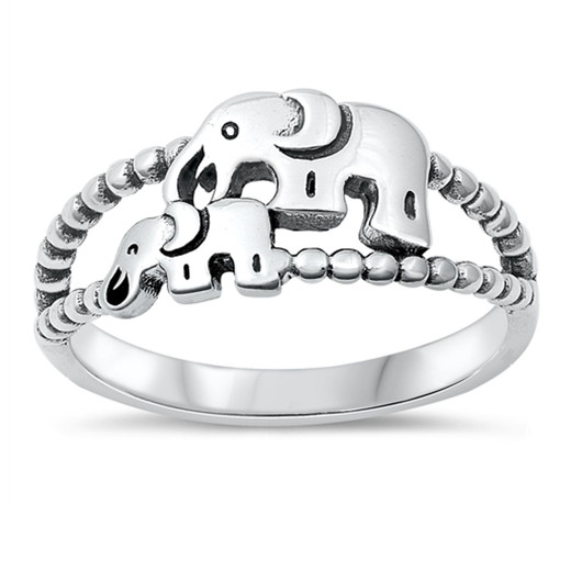 Personalized 925 Sterling Silver Mama and Baby Elephant Ring ...